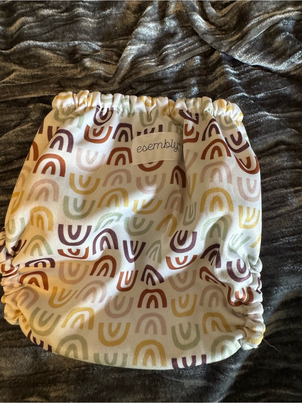 Neutral Rainbow Print Cloth Diaper Cover - Sage Green Accents - Picture 3 of 3